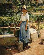 Theodore Robinson At the Fountain oil